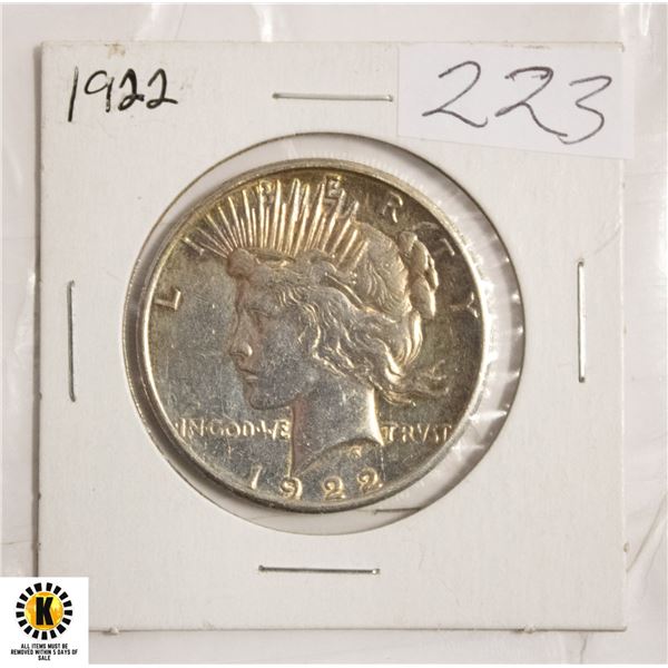 223)1922 SILVER PEACE DOLLAR