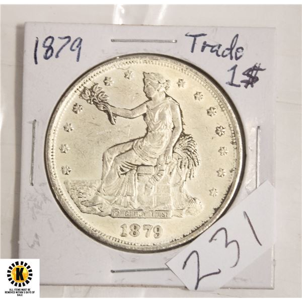 231)1879 SILVER TRADE DOLLAR