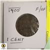Image 1 : 1905 ONE CENT COPPER CANADIAN COIN