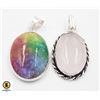 Image 1 : #391-NATURAL ROSE QUARTZ ,RANBOW SOLAR QZ  PENDANT