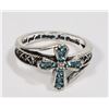 Image 1 : NEW SIZE 8 RHINESTONE CROSS RING. INSIDE GRAVING