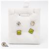 Image 1 : 2 PAIRS OF EARRINGS JADE + CZ EARRINGS