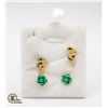 Image 1 : 2 PAIRS OF EARRINGS GREEN ENAMEL ROSES +