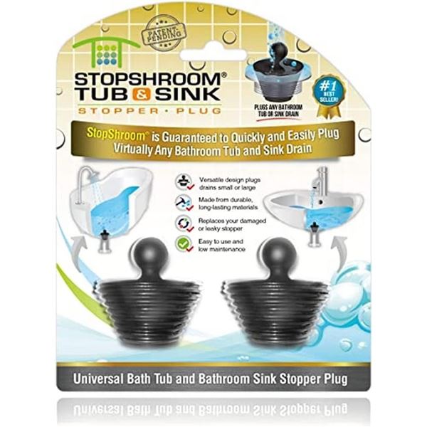 2 NEW 2-PACKS WITH STOPSHROOM TUB & SINK STOPPERS