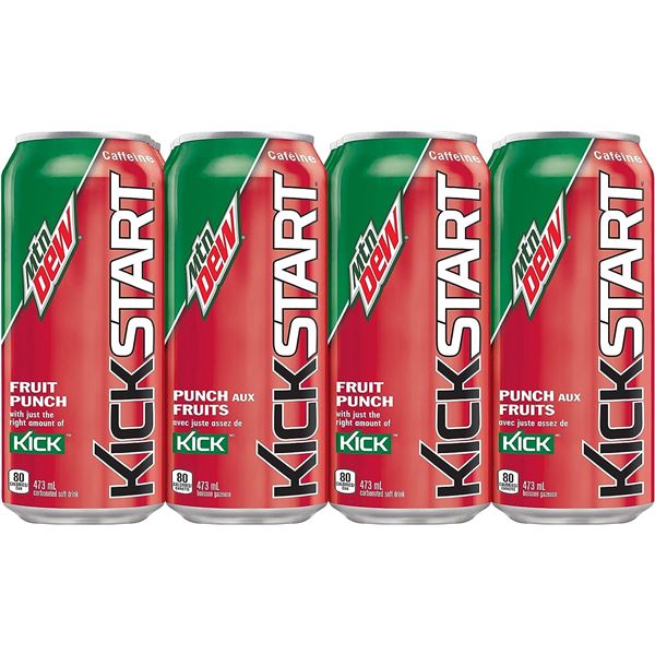 NEW CASE OF 12 MOUNTAIN DEW KICKSTART FRUIT PUNCH