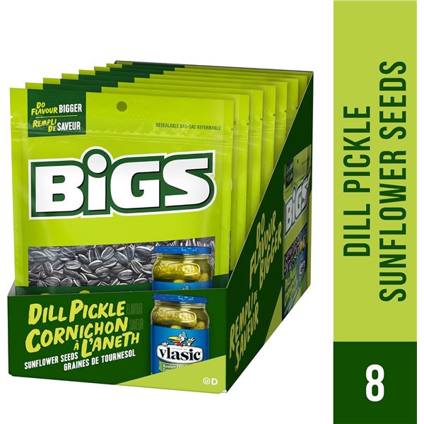 NEW CASE OF 8 BOXES OF BIGS DILL PICKLE SUNFLOWER