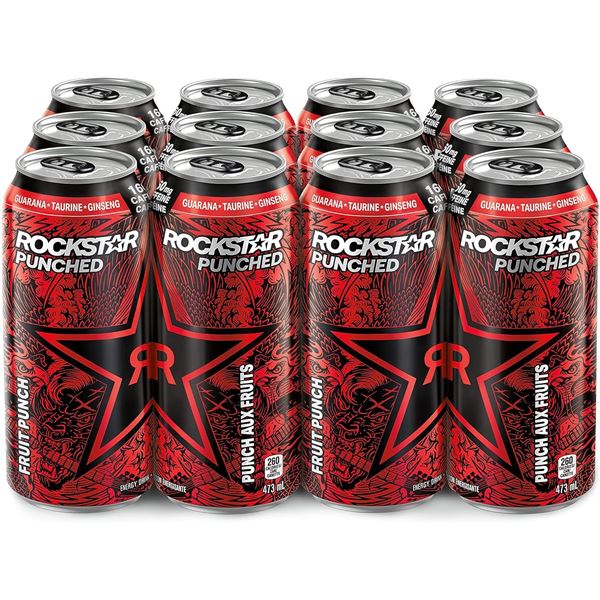 NEW CASE OF 12 ROCKSTAR ENERGY DRINK PUNCHED