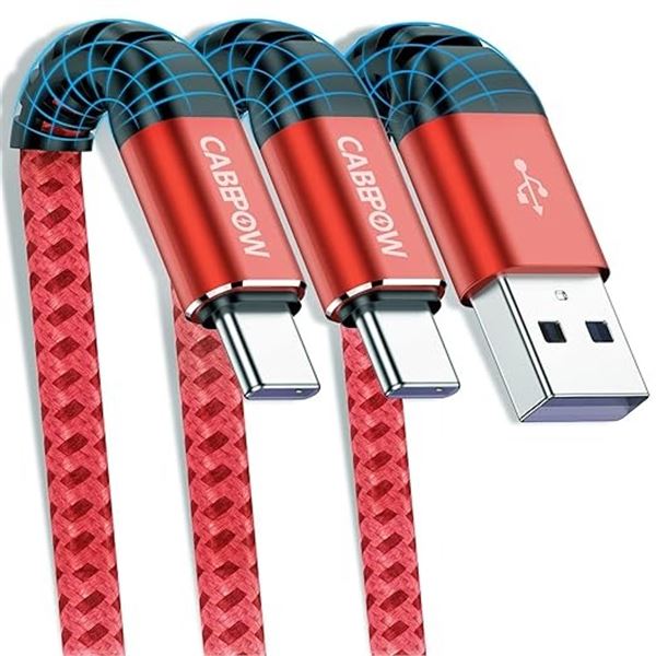 NEW CABPOWW 3 PACK OF 6' USB A TO USB C CABLE