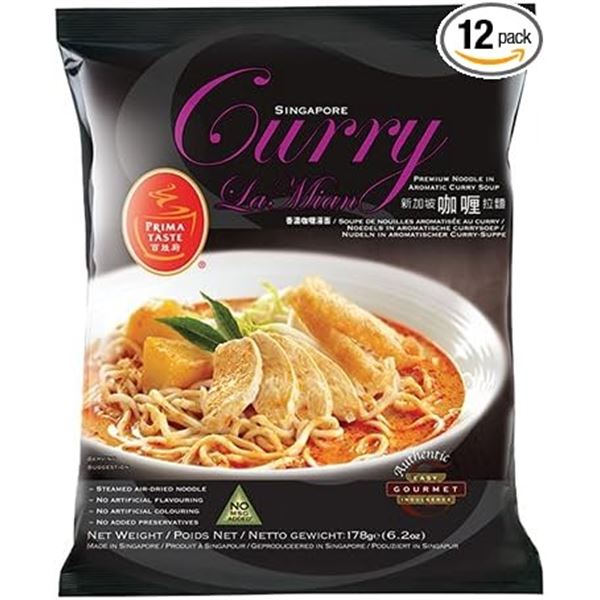 NEW CASE OF 12 PRIMA TASTE SINGAPORE CURRY  NOODLE