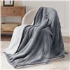 Image 2 : NEW BEDSURE SHERPA BLANKET LIGHT GRAY THROW