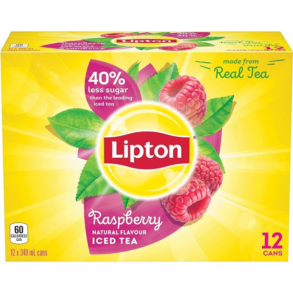 NEW 12 PACK OF LIPTON RASPBERRY NATURAL FLAVOUR