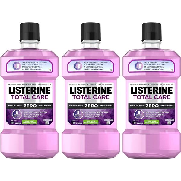 3 NEW 1L BOTTLES OF LISTERINE TOTAL CARE MILD MINT