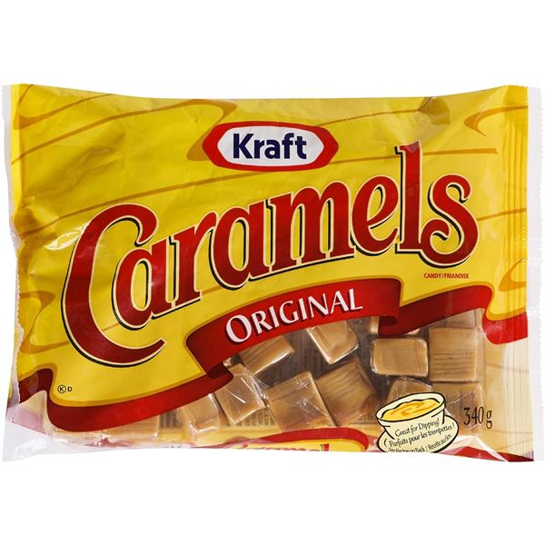 NEW CASE OF 12 BAGS WITH KRAFT CARAMELS - 340G PER