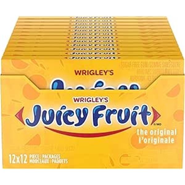 BOX WITH 12 PACKS OF JUICY FRUIT ORIGINAL GUM