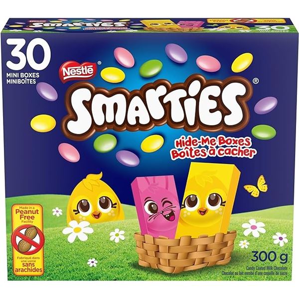 FOUR 300G BOXES OF SMARTIES HIDE ME BOXES