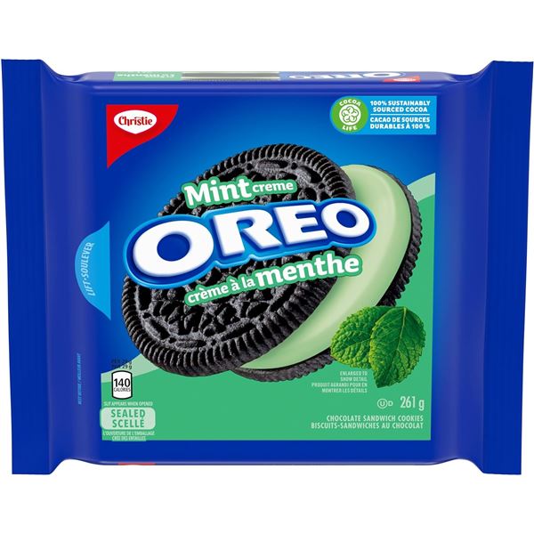 4 NEW BAGS OF MINT CREME OREO - 261G PER BAG