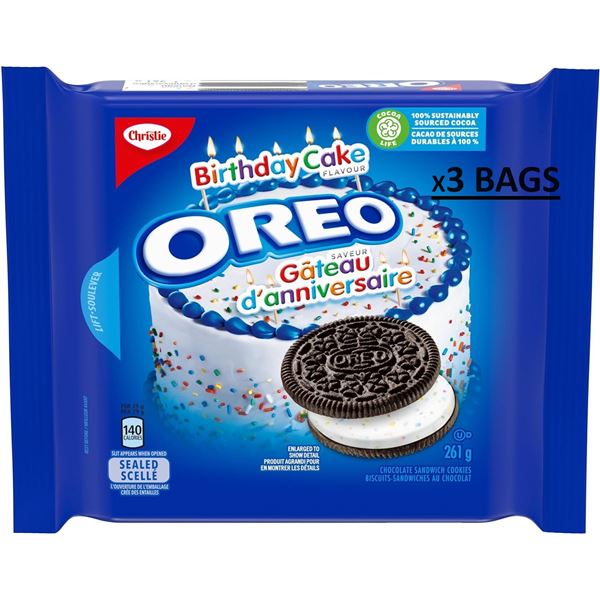 NEW 3 BAGS OF OREO BIRTHDAY CAKE SANDWICH COOKIES