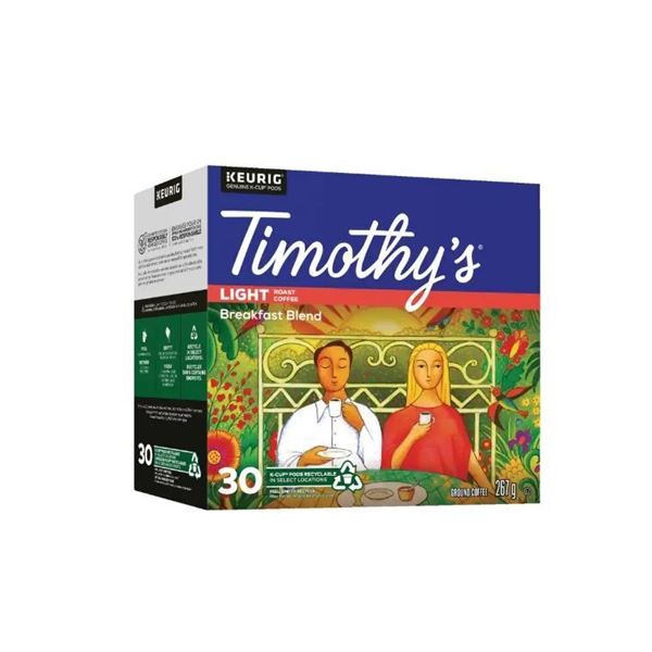 PACK OF 30 TIMOTHYS BREAKFAST K-CUPS