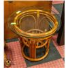 Image 1 : WOODEN FRAMED GLASS TOP ROUND SIDE TABLE H-20.75"