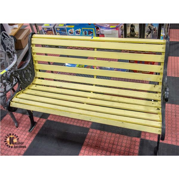 WOOD & METAL YELLOW + BLACK PARK STYLE BENCH