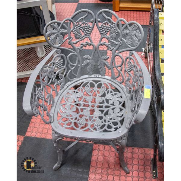 GREY SOLID METAL FRAMED PATIO CHAIR