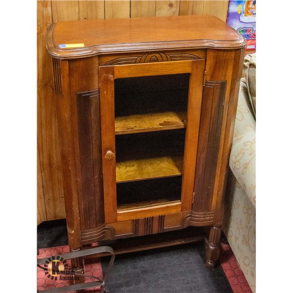 ANTIQUE WOODEN CABINET (NO GLASS) H-39.5" W-12"