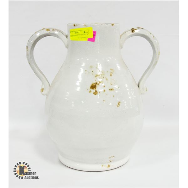 GLAZED TERRACOTTA DOUBLE HANDLED PITCHER 16"