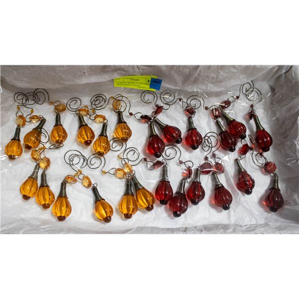 24 RED & ORANGE GLASS HANGING DROPS MADE IN INDIA