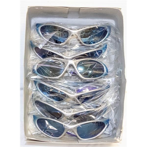 6 PAIRS OF GREY AND BLUE SPORTS SUNGLASSES