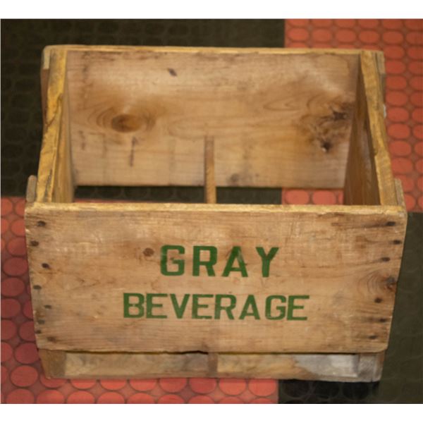 VINTAGE GRAY BEVERAGES WOOD CRATE