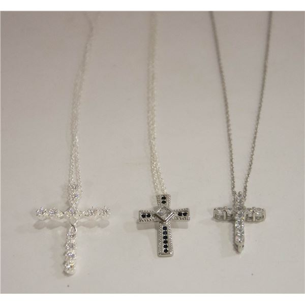 (3) NEW CROSS PENDANT NECKLACES
