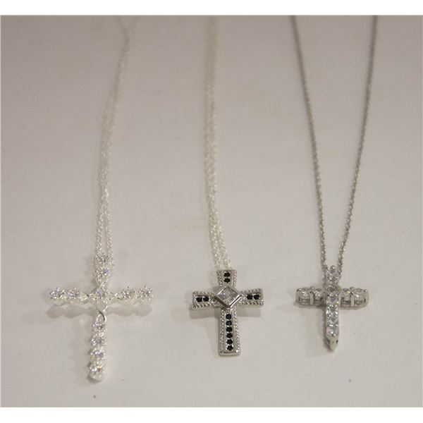 (3) NEW CROSS PENDANT NECKLACES