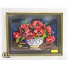 Image 1 : VINTAGE FRAMED "POPPY" CROSS STITCH- 22" X 17"
