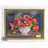 Image 1 : VINTAGE FRAMED "POPPY" CROSS STITCH- 22" X 17"