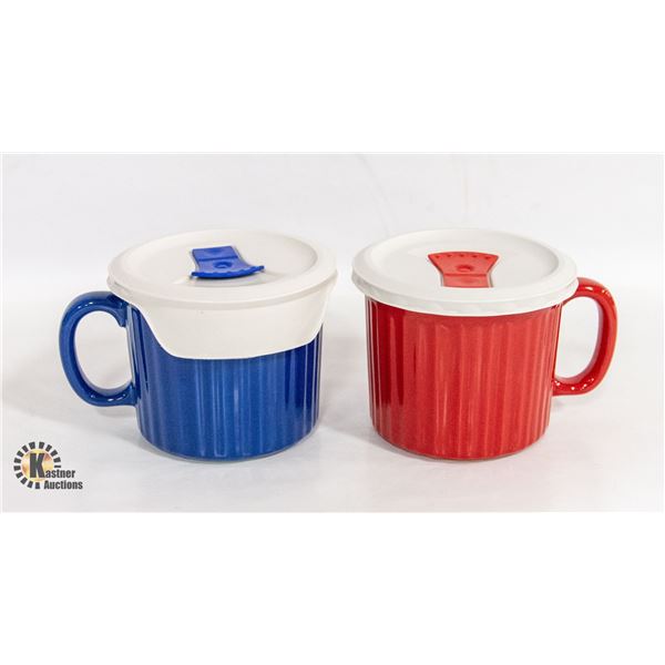 CORNING WARE  COLORS  STONEWARE 20 OZ MUGS (2)