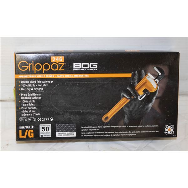 GRIPPAZ BDG DISPOSABLE GLOVES SIZE L/G