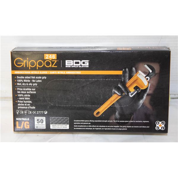 GRIPPAZ BDG DISPOSABLE GLOVES SIZE L/G