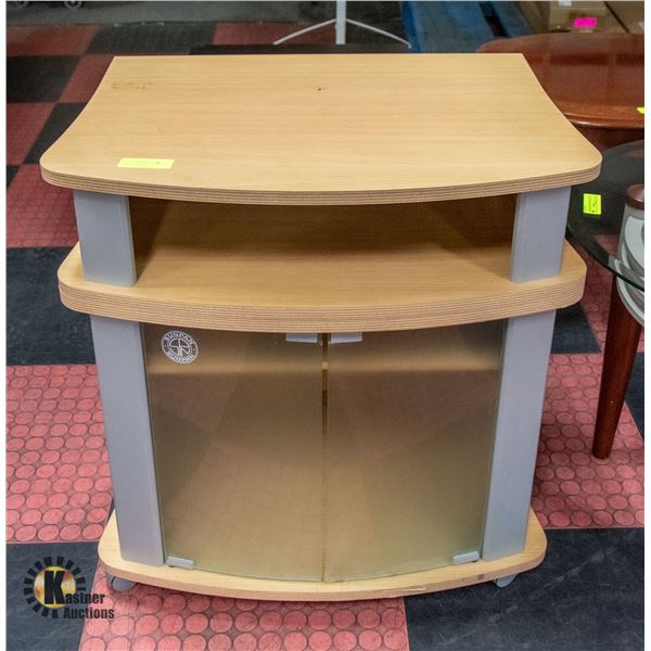 TV STAND WITH WOOD/GLASS DOORS 27.5" X 19" X 29"