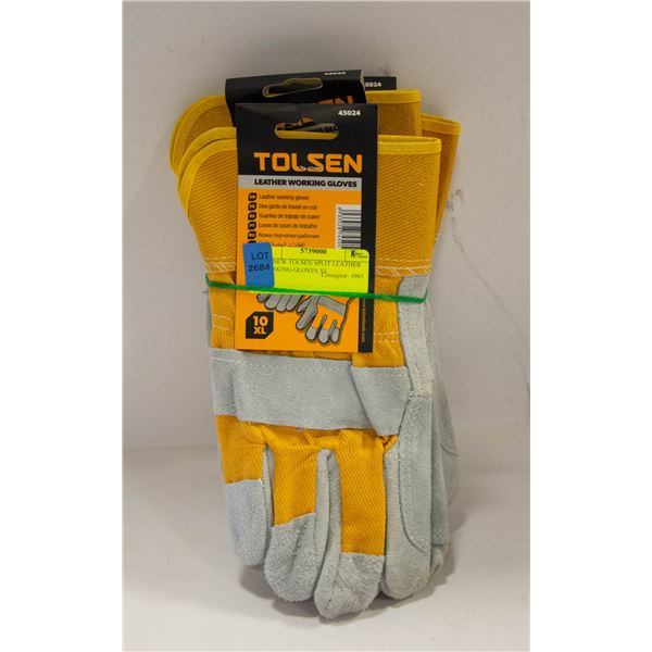 3 X NEW TOLSEN SPLIT LEATHER WORKING GLOVES XL