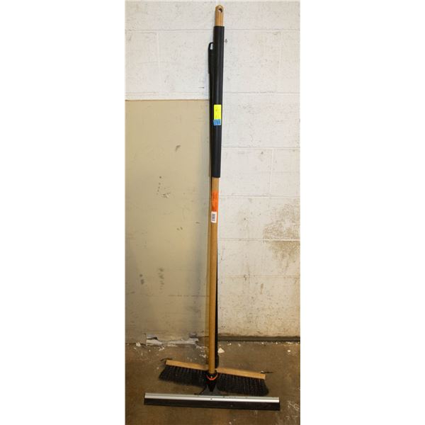 thumbnail interactive-video image 1 of 24 Inch Heavy-Duty Multi-Surface Squeegee Push Broom With Steel Handle And Brace 1 of 2