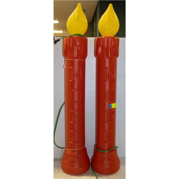 2 VINTAGE BLOW MOLD CHRISTMAS CANDLE OUTDOOR