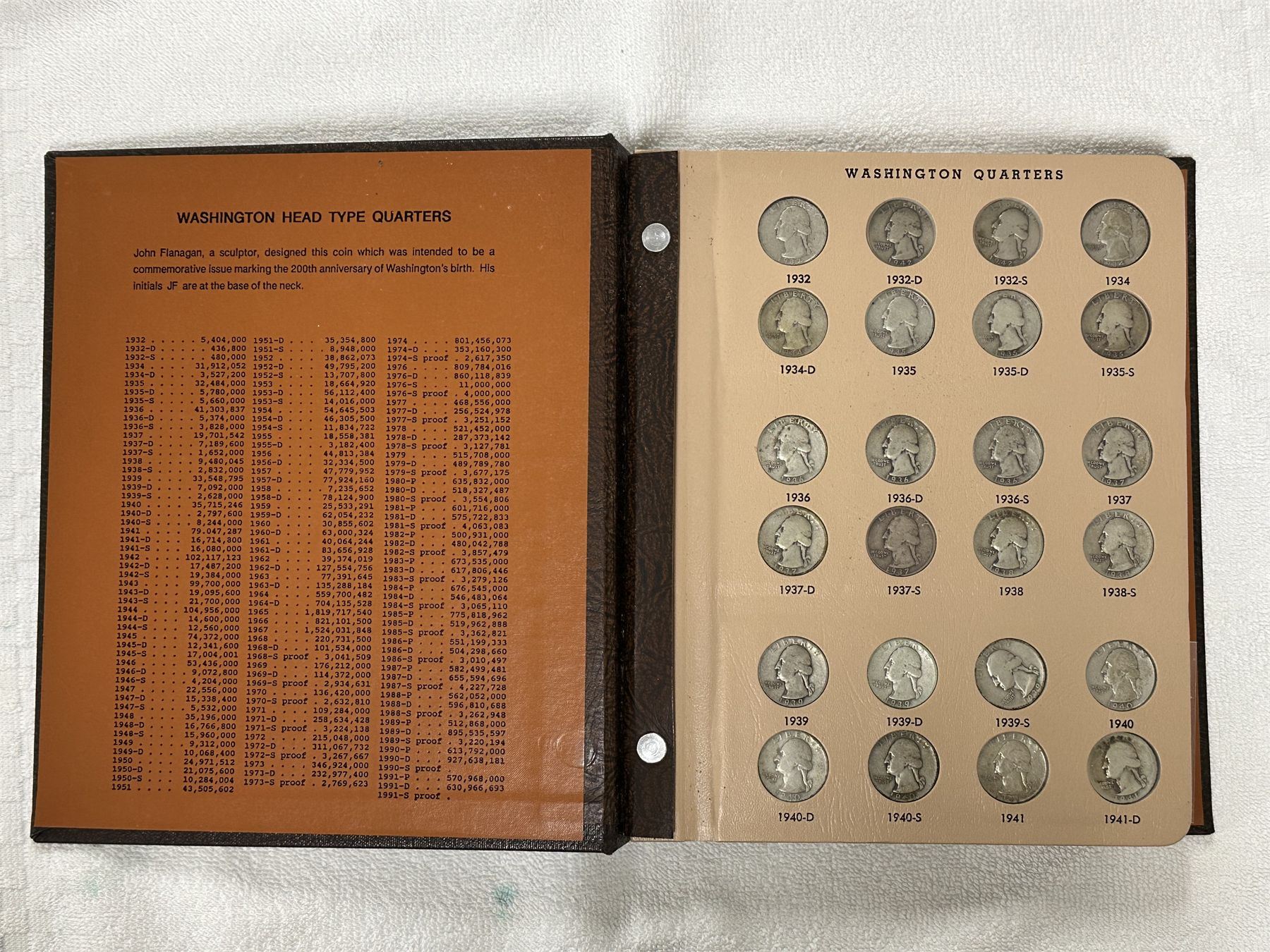 Mostly Filled Washington Quarter Collection Book Including Over 80