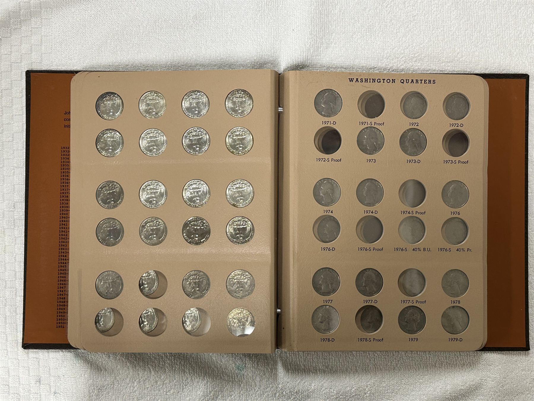 Mostly Filled Washington Quarter Collection Book Including Over 80