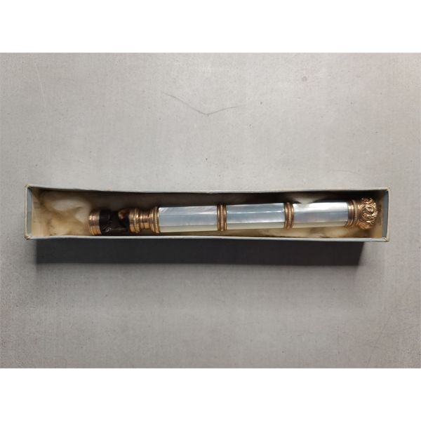 Antique Mother of Pearl Opera Glasses & Mother of Pearl Opera Glasses Holder Handle Bosley