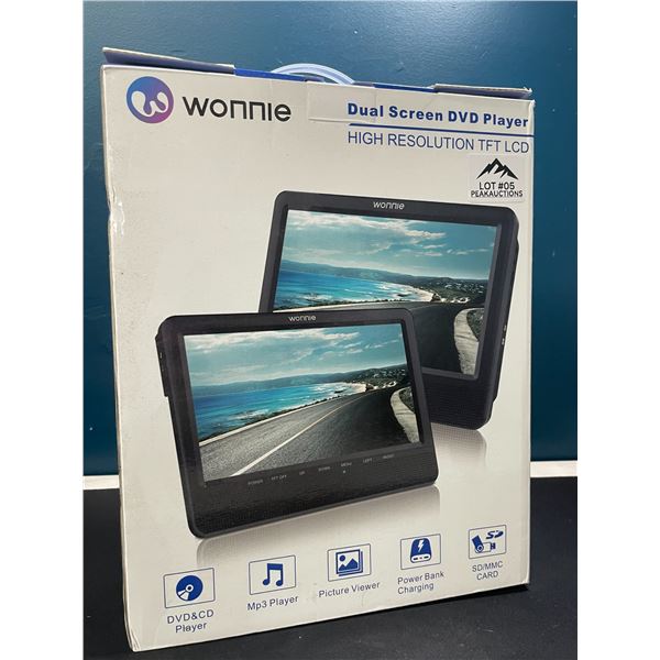 Lot of 1 Wonnie 10-Inch Dual Screen DVD Player for Vehicles - BRAND NEW!