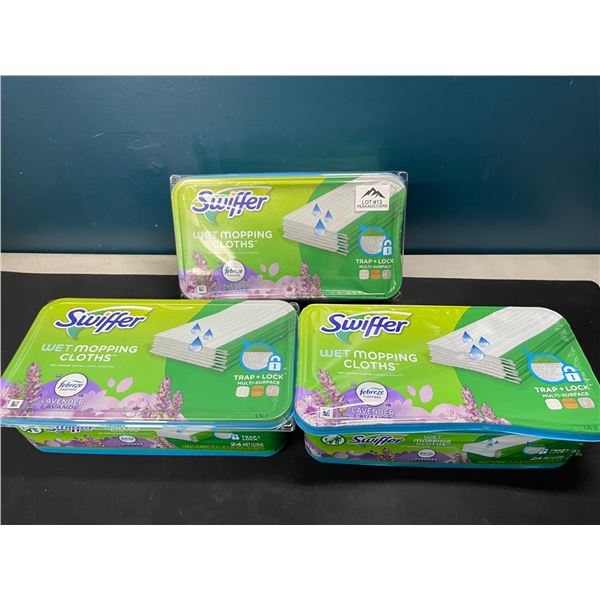 Lot of 3 Packs of Swiffer Wet Mopping Cloths w/ Febreeze Lavender Scent - 24 per pack