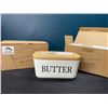 Image 1 : Lot of 2 Ceramic Butter Dishes/Containers w/ Butter Knife