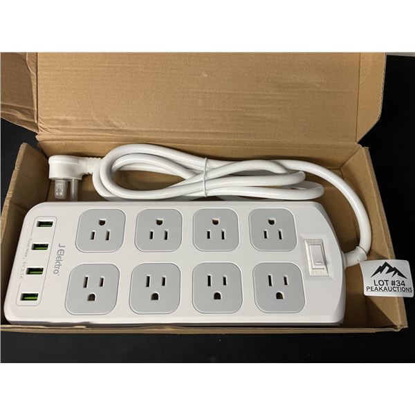 Lot of 1 Multi-Outlet Power Bar/Surge Protector w/ USB Charging Ports