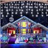 Image 1 : Lot of 2 Boxes of Maojia Outdoor/Indoor LED Christmas White Icicle Lights - 99 FT Length Per Box!