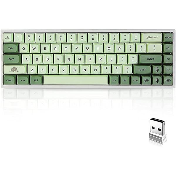 Lot of 1 Boyi 68 Keys NKRO Bluetooth Mechanical Gaming Keyboard - Matcha Green
